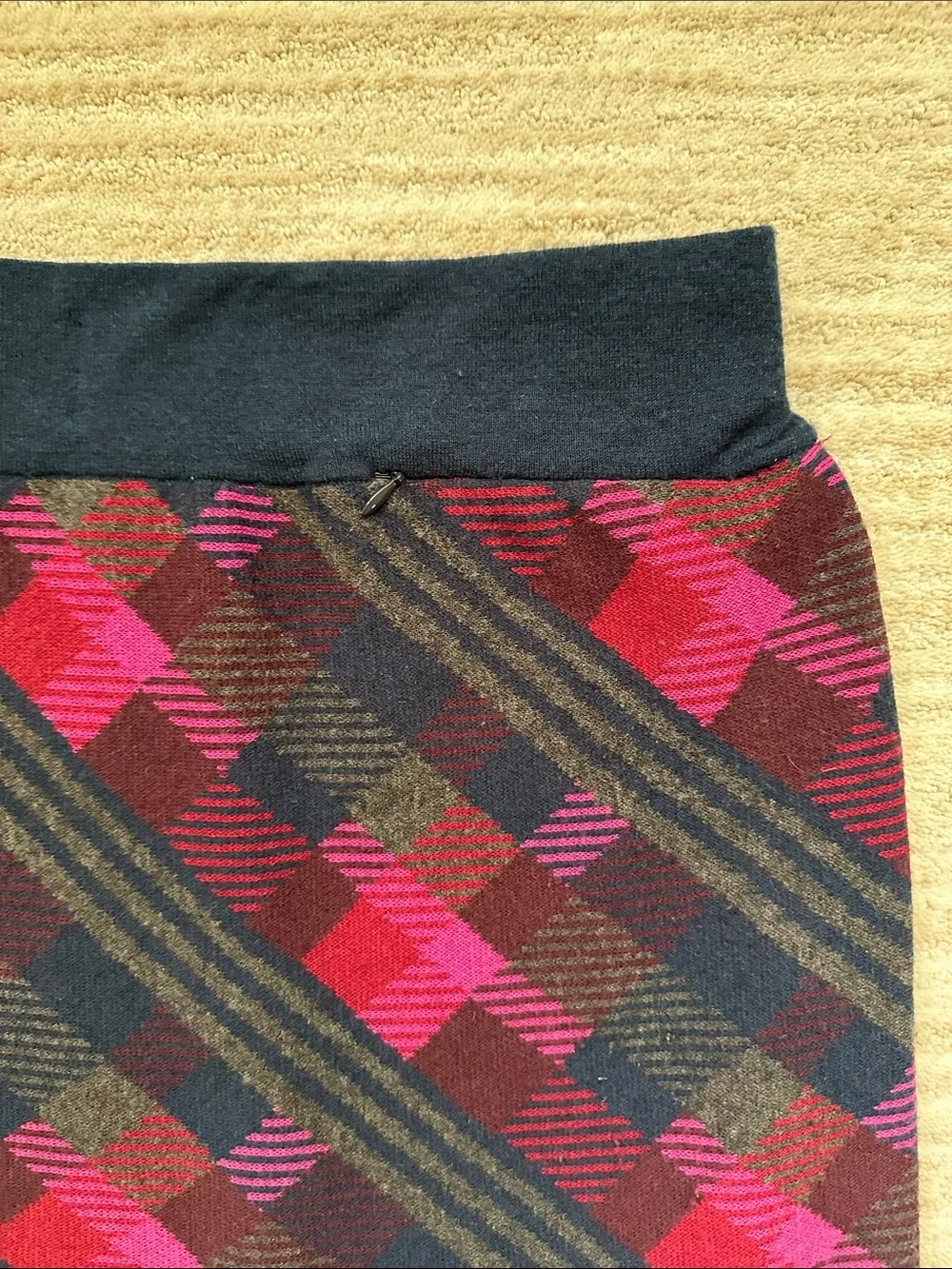 Title Nine Merino Wool That's a Wrap' Plaid Mini Skirt Blue Pink Plaid Sz Medium